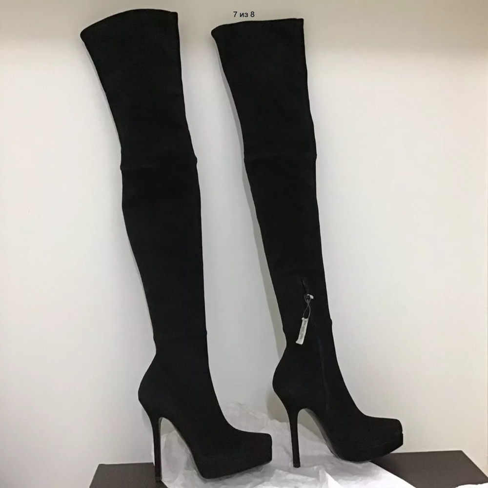 Gucci Black Suede Leather 36.5 Over The Knee Boots - Picture 7 of 13